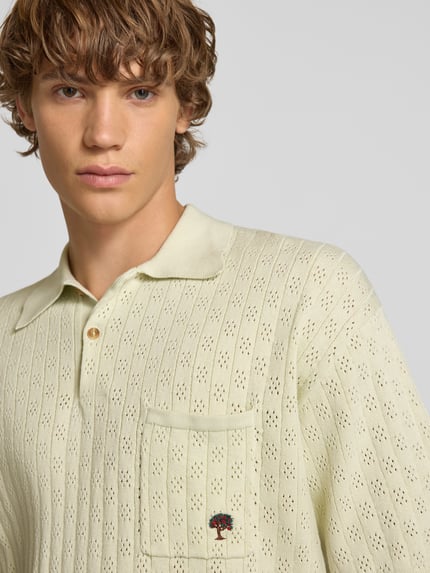 BLKVIS Relaxed fit poloshirt met pointellemotief Lichtgroen - 3