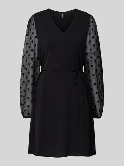 VERO MODA Soepele cocktailjurk met semi-transparante mouwen, model 'ALVA' Zwart - 2