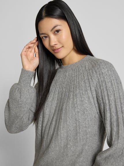 b.young Gebreide pullover met ribboorden, model 'Magge' Middengrijs - 3