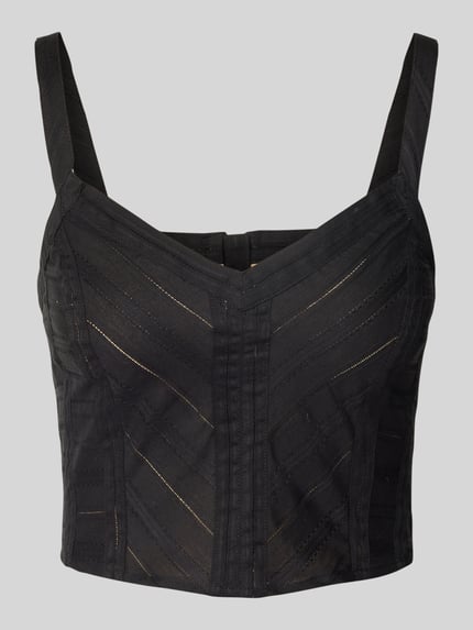 DRYKORN Crop Top mit abgerundetem V-Ausschnitt Modell 'IRELLA' Black 2