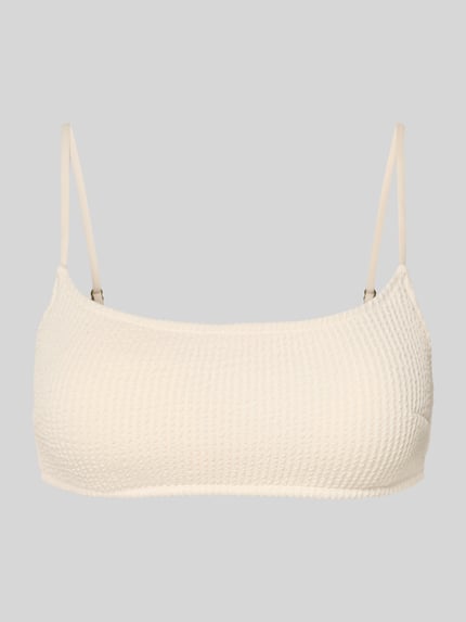 Produktfoto, Damen Bikini Oberteil mit Strukturmuster, Bralette-Form in Sand von Neo Noir, Modell 'SKIN SAND', Nahaufnahme Vorderansicht