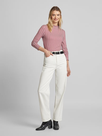 Tom Tailor Shaped Fit Langarmshirt aus Viskose-Mix mit Allover-Muster Rot 1