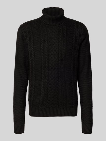 JACK & JONES Coltrui met kabelpatroon, model 'PAUL' Zwart - 2