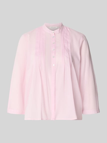 Produktfoto, Regular Fit Bluse mit Drapierungen und 3/4-Arm von Christian Berg Woman in Hellrosa mit Stehkragen, Knopfleiste, glatter Textur