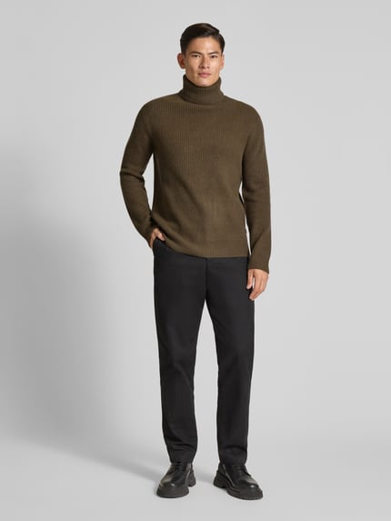 Les Deux Slim Fit Pullover aus reiner Wolle Modell 'EDDIE' Dunkelbraun 1