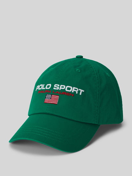 Produktfoto, Basecap aus reiner Baumwolle von Polo Ralph Lauren in Grün mit Label-Schriftzug, Twill-Optik und verstellbarem Riegel.