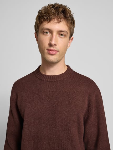 JACK & JONES Gebreide pullover met labelstitching, model 'NORREBRO' Middenbruin - 3