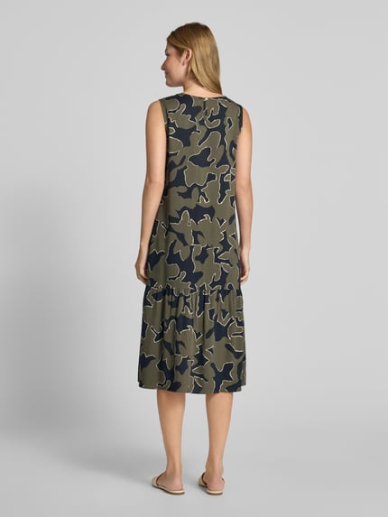 OPUS Midi-jurk in laagjeslook, model 'Wicy wildflower' Donkerblauw - 5