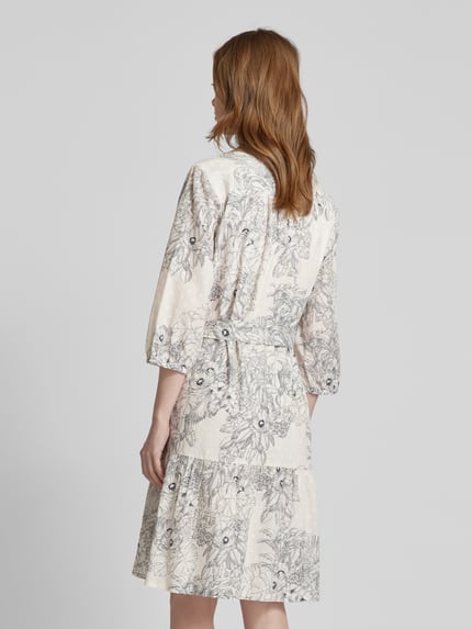 0039 Italy Knielange jurk met opstaande kraag, model 'MILO' Offwhite - 5