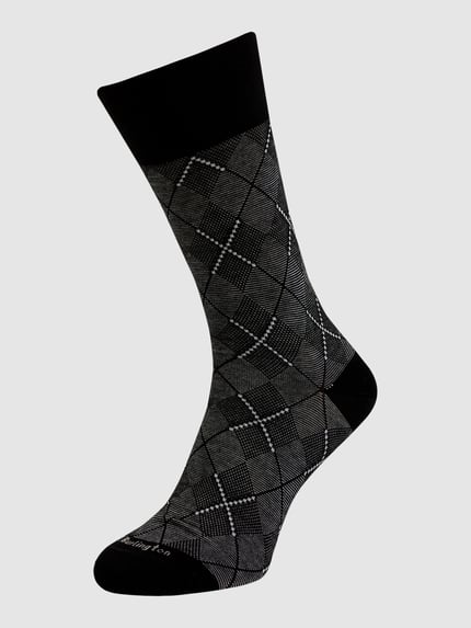 Burlington Socken mit Rautenmuster Modell 'Carrington' Black 1