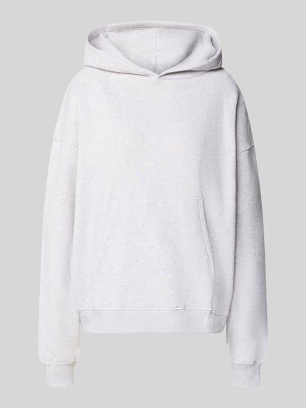 Produktfoto, Oversized Hoodie mit Känguru-Tasche von OH APRIL aus Baumwoll-Mix, hellgrau, lockere Form, überschnittene Schultern