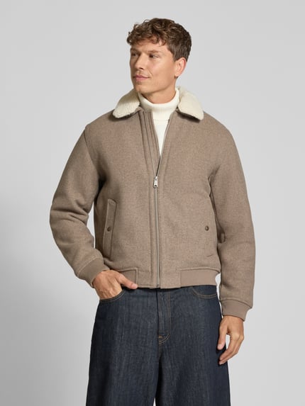 JACK & JONES Premium Regular Fit Jacke mit Umlegekragen und Reißverschluss Taupe 4