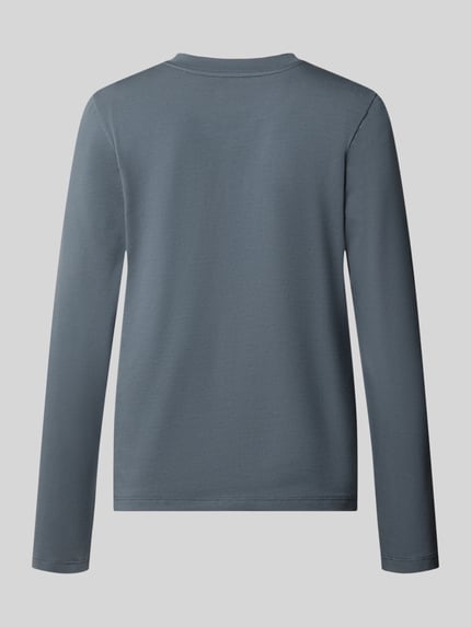 Produktfoto, Pyjama-Oberteil mit Statement-Stitching und Rundhalsausschnitt von SCHIESSER, Damenoberteil aus Baumwoll-Mix in Blau, gerade Form, glatte Textur