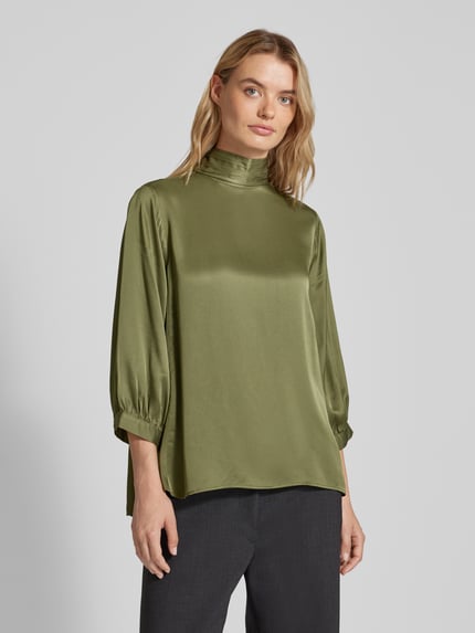 Milano Italy Comfort fit blouse van viscose Kaki - 4