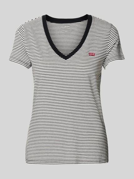 Levi's® T-shirt z dekoltem w serek Czarny 2