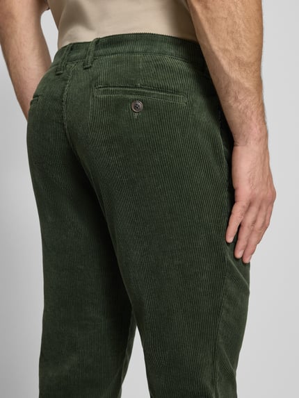 Christian Berg Men Straight fit corduroy broek met Franse steekzakken Flessengroen - 3