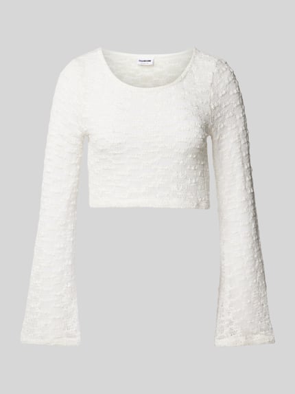 NOISY MAY® Cropped Longsleeve mit Trompetenärmeln Weiss 2