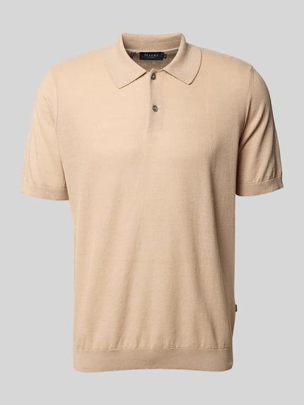 MAERZ Muenchen Regular Fit Poloshirt aus Baumwoll-Leinen-Mix Sand 1