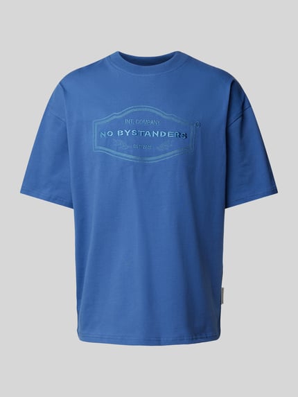 NO BYSTANDERS® T-shirt z wyhaftowanym logo model ‘BERRY’ Niebieski 2