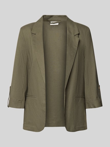 Produktfoto, Relaxed Fit Blazer aus Viskose-Leinen-Mix Modell 'GOA' von Only, kolor jednolity, klapy, rękawy 3/4, kieszenie listewkowe