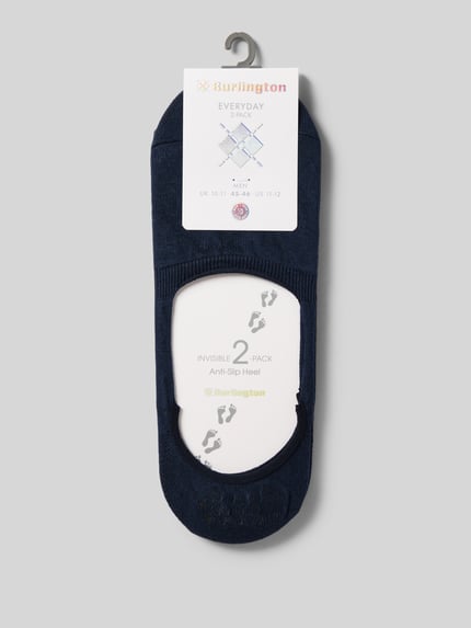Produktfoto, Sneakersocken mit Label-Details von Burlington in Dunkelblau, Baumwoll-Mix mit Stretch-Anteil, elastische Bündchen, elastischer Einsatz