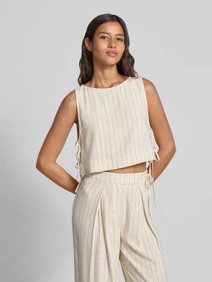 INFLUENCER'S CHOICE BY P&C* Top bluzkowy o kroju regular fit z bocznym sznurowaniem Piaskowy 4
