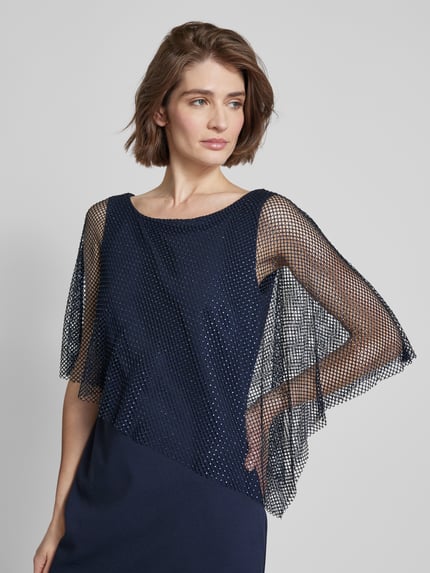 Vera Mont Knielanges Cocktailkleid mit Paillettenbesatz Dunkelblau 3