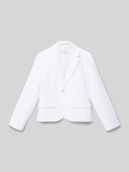 Productfoto, Regular Fit Blazer aus Viskose-Mix van DANAMADE in wit met reverskraag, knoopsluiting en paspelzakken, elastisch materiaal.