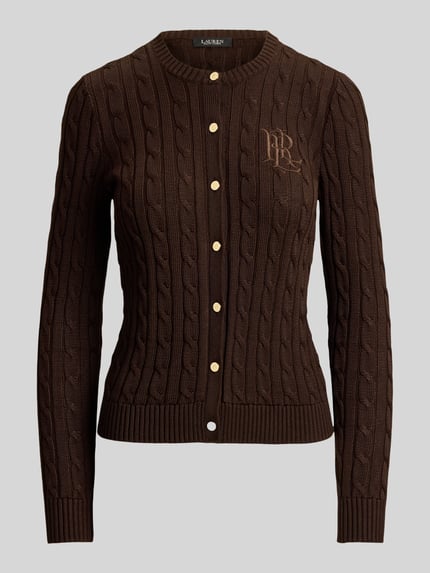 Lauren Ralph Lauren Slim Fit Strickjacke aus Baumwoll-Viskose-Mix Dunkelbraun 2