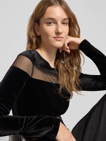 LeGer Semitransparentes Longsleeve Modell 'Fray' Black 3