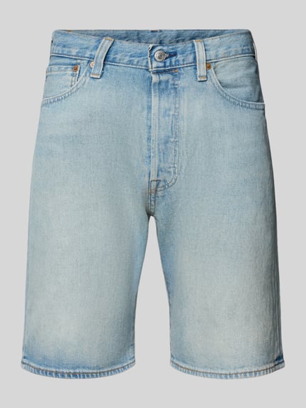 Produktfoto, Bermudas im 5-Pocket-Design Modell '501®' von Levi's®, Herren, Baumwoll-Mix mit Stretch-Anteil, gerader Schnitt, Knopf- und Reißverschluss, hellblau mit dezenter Waschung