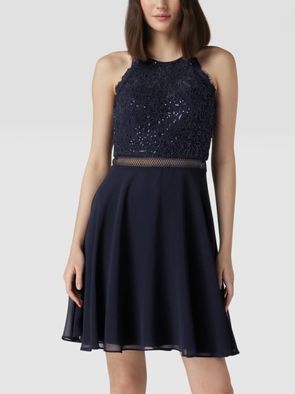 VM by Vera Mont Knielanges Cocktailkleid mit Paillettenbesatz Marine 4