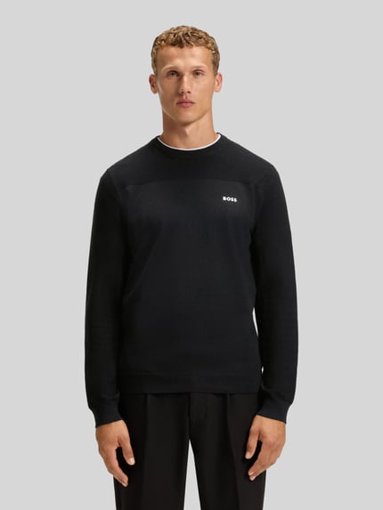 BOSS Green Regular Fit Pullover mit Logo-Schriftzug Dunkelblau 4