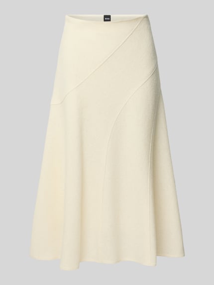 BOSS Rok in A-lijn van gekookte scheerwol, model 'VICENA' Offwhite - 2