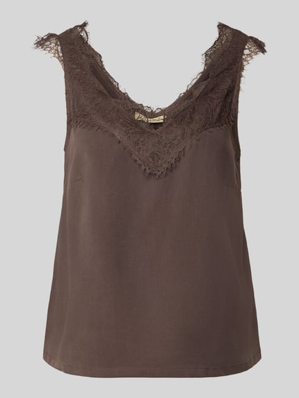 Blusentop aus Lyocell mit Spitzenbesatz Shop The Look MANNEQUINE