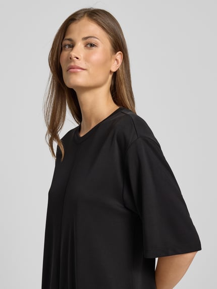Jake*s Casual Knielange T-shirtjurk met ronde hals Zwart - 3