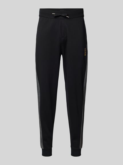 BOSS Relaxed Fit Sweatpants mit Label-Print Black 2