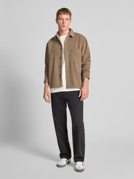 REVIEW Regular Fit Freizeithemd mit Strukturmuster Beige 1