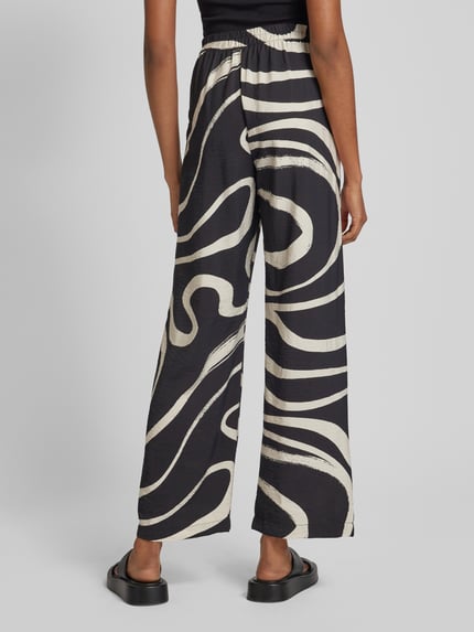 b.young Wide leg stoffen broek met all-over print, model 'Ibine' Zwart - 5
