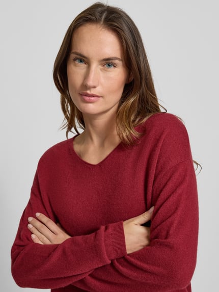 Luisa Cerano Sweter z dzianiny z mieszanki bawełny i kaszmiru Wiśniowy 3