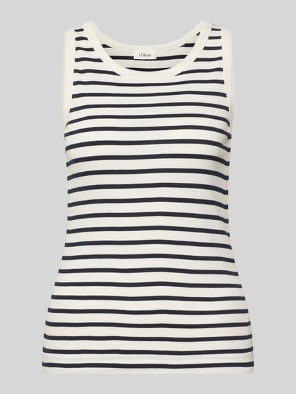 Produktfoto, Regular Fit Tank Top aus Baumwoll-Mix von s.Oliver RED LABEL, Two Tone Optik, gestreift, breite Träger, U-Ausschnitt, Feinripp
