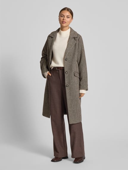 FREE/QUENT Regular fit lange jas met wol model 'NADIM' Lichtbruin gemêleerd - 1