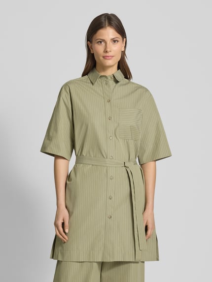 MM by Max Mara Sukienka koszulowa z wiązanym paskiem model ‘SOSPIRO’ Khaki 4