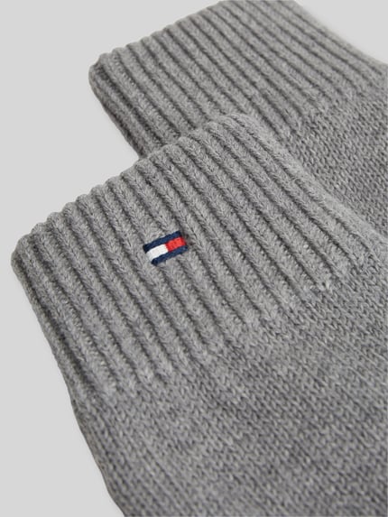 Tommy Hilfiger Rękawiczki z mieszanki bawełny i kaszmiru model 'ESSENTIALS FLAG' Średnioszary melanż 2