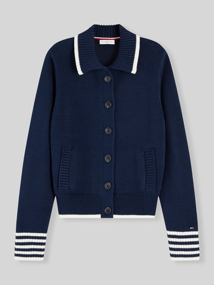 Tommy Hilfiger Relaxed Fit Strickjacke aus reiner Baumwolle Marine 2