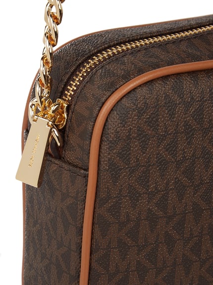 MICHAEL Michael Kors Skórzana torebka na długim pasku ze wzorem z logo Ciemnobrązowy 4