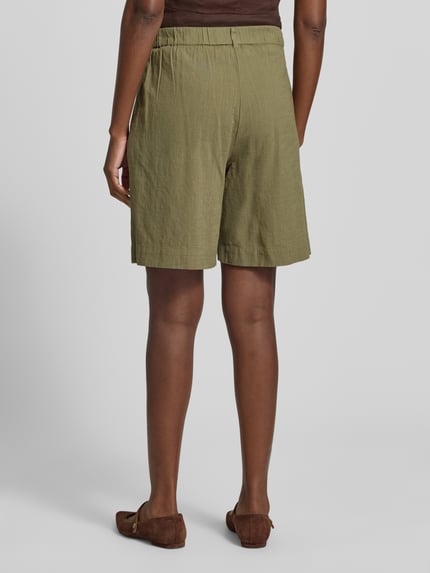 VERO MODA Comfort Fit Shorts aus Baumwoll-Leinen-Mix Modell 'CAIA' Oliv 5