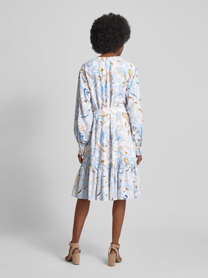 HERZENS Knielanges Kleid aus Leinen-Viskose-Mix Blau 5