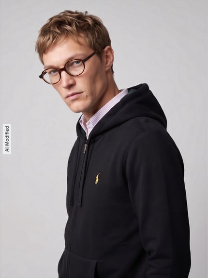 Polo Ralph Lauren Sweatjacke mit kontrastiertem Kapuzenfutter Black 3