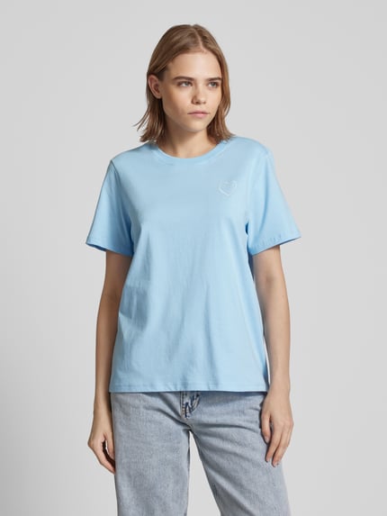 PIECES T-Shirt mit Motiv-Stitching Modell 'RIA' Hellblau 4